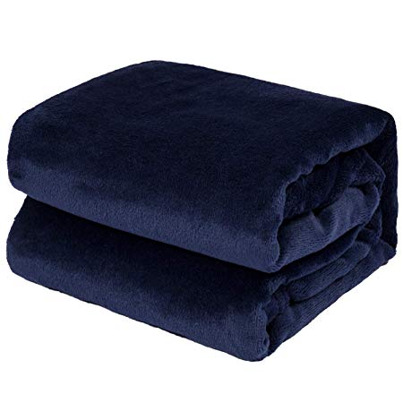 TILLYOU Micro Fleece Plush Baby Blanket Soft Crib Blanket for Toddler Bed, Fuzzy Cozy Winter Warm Kids Blanket for Daycare or Preschool, Fluffy Flannel Nap Blanket Oversized, 39”x47” Navy