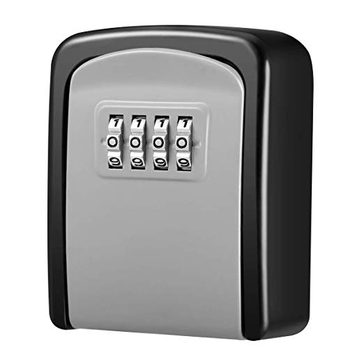 [New Version] KeeKit Key Lock Box with 4 Digit Combination, Resettable Code Key Storage Lock Box, Wall Mounted Key Safe Box Waterproof, 5 Key Capacity for Car, Home, Warehouse, Office, Indoor, Outdoor