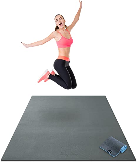 Premium Large Exercise Mat - 6' x 4' x 1/4" Ultra Durable, Non-Slip, Workout Mats for Home Gym Flooring - Plyo, HIIT, Jump, Cardio Mat - Use With or Without Shoes (183cm Long x 122cm Wide x 6mm Thick)