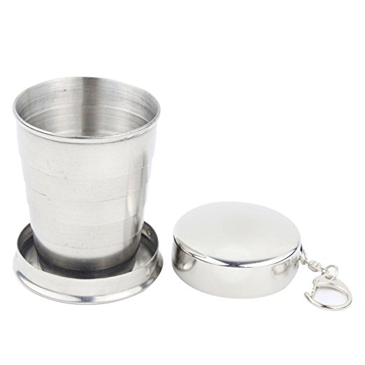 CKB Products Wholesale Telescopic Collapsible Stainless Steel Shot Glass Key Ring in Gift Box