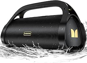 Monster Adventurer Max Portable Bluetooth Speaker, IPX7 Waterproof Wireless Speaker with Double Subwoofer Rich Bass, 100W Stereo Loud Sound Speaker with 24H Playtime for Outdoor Party Pool Beach, Gold