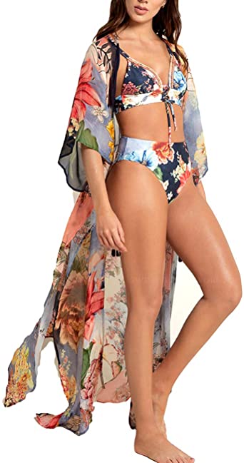 Bsubseach Women's Sexy Fashion Loose Bikini Swimwear Cover Up Long Kimono Cardigan