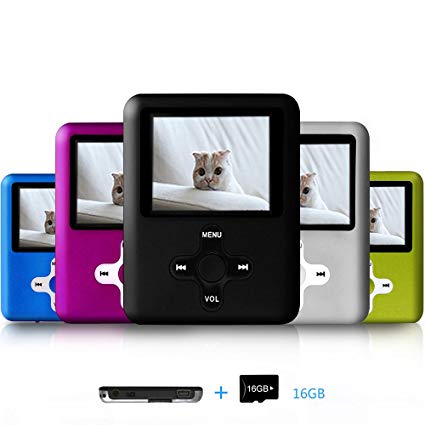 Lecmal Mp3 / Mp4 Player with 16Gb Micro SD Card and FM Radio Function, Media Player for Kids-Black