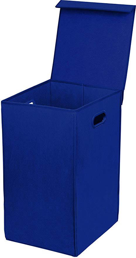 Simple Houseware Foldable Laundry Hamper Basket with Lid, Dark Blue