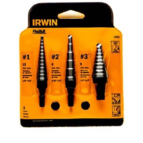 IRWIN 10502ZR Unibit Step Drill Bit Set, 3-Piece
