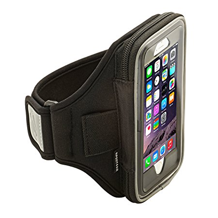 Sporteer Velocity V6 Armband for iPhone 7, iPhone 6S w/ Otterbox, Google Pixel, Nexus 5X, Galaxy S7, S7 Edge, S6, S6 Edge, LG G5, Droid Maxx 2, Xperia XZ, Z5, Moto G, and Many More Phones w/ Cases