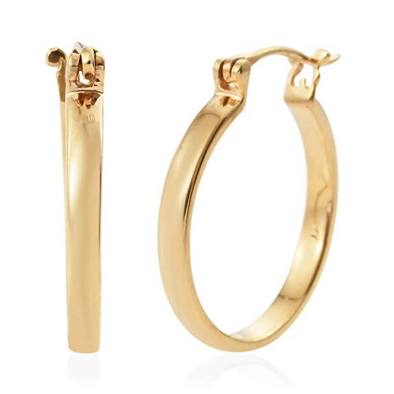 925 Sterling Silver 14K Yellow Gold Plated Hoops Hoop Earrings Gift Jewelry for Women