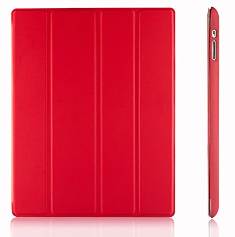 JETech Gold Slim-Fit Folio Smart Back Case for Apple iPad 4 & 3 (3rd and 4th Generation with Retina Display) / iPad 2 (Red) - 0216