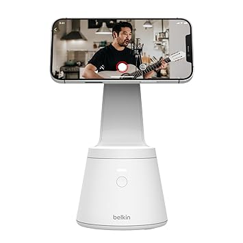 Belkin Face Tracking Phone Mount, MagSafe Compatible Cellphone Stand with Movement Tracking Video Filming Kit for Content Creators, Vlogging, for iPhone 13, 12, Pro, Pro Max, Mini