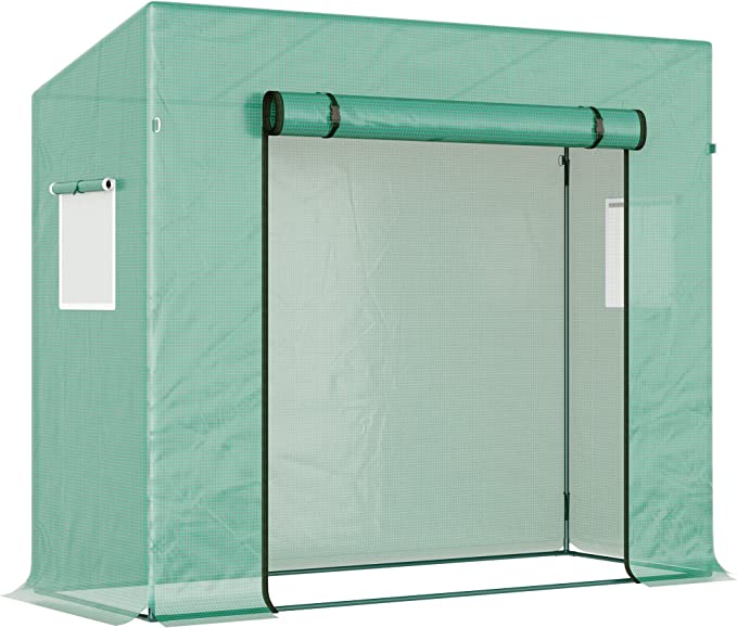 Outsunny Invernadero con Puerta Enrollable y Estructura de Acero Invernadero de Jardín Terraza Patio para Cultivo de Plantas 200x73x168 cm Verde