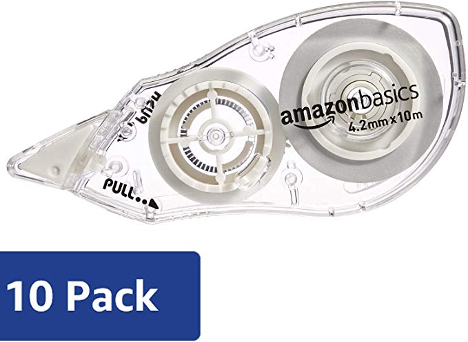 Amazon Basics Correction Tape 4.2mm x 10m, 10 Pack