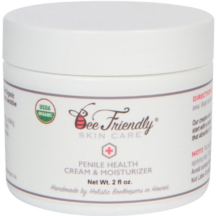 Organic Penile Health Cream By BeeFriendly, USDA Certified, 100% All Natural Penile Moisturizer Aids With Dry, Chafing, Scaly, Cracked, Red & Irritated Skin, Enhances Sensitivity Naturally 2 oz