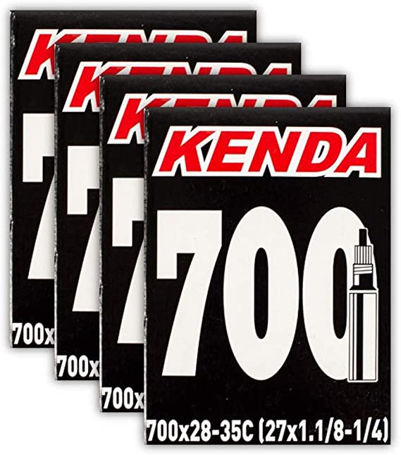 Kenda Road Bicycle Tubes - 700 x 28/35 (27x1-1/8, 1-1/4) - Threaded Presta Valve - Four (4) Pack