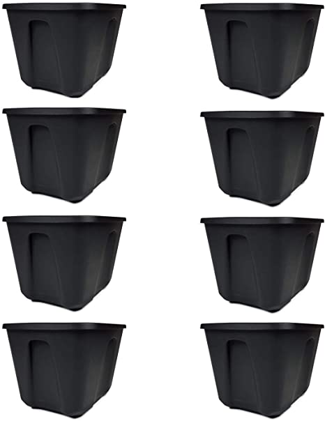 Mainstay Storage Totes Easy to Transport, 18 gal, Black, Set of 8