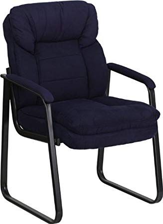 Flash Furniture Navy Microfiber Executive Side Reception Chair with Sled Base