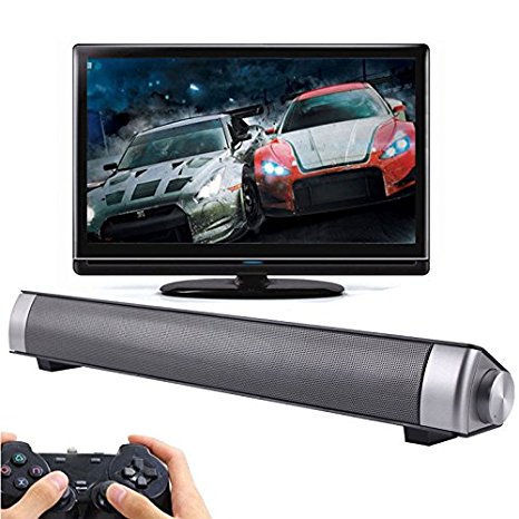 Jumphigh Bluetooth Small TV Sound Bar with 3.0 Channel Wireless Subwoofer Stereo Speaker (Silver)
