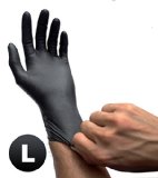 Black Latex Powder Free Disposable Tattoos Piercing Industrial Gloves - Size Large - 100 glovesBox
