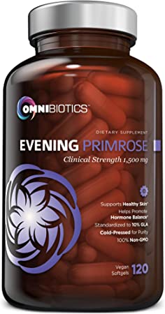 Organic Evening Primrose Oil | Clinical Strength 1,500 mg | 10% GLA | Cold-Pressed, Non-GMO | Hormone Balance for Women | Menopause and PMS Relief | 120 Vegan softgel Capsules