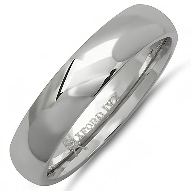 Oxford Ivy 5mm Men's Plain Comfort Fit Titanium Wedding Band ( Available Ring Sizes 7-12 1/2)