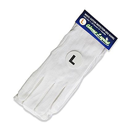 Size Large - 6 Pairs (12 Gloves) Gloves Legend White Coin Moisturizing Jewelry Silver Inspection Cotton Lisle Gloves - Medium Weight