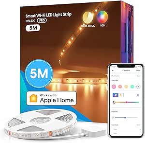 meross LED Strip 5 m Works with Apple HomeKit, WLAN LED Strips, Smart RGBWW Strip Compatible with Alexa and Google, for Home, Party, Christmas