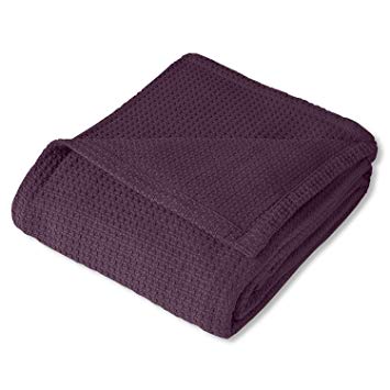 Sweet Home Collection 100% Fine Cotton Blanket Luxurious Basket Weave Stylish Design Soft and Comfortable All Season Warmth, King, Purple