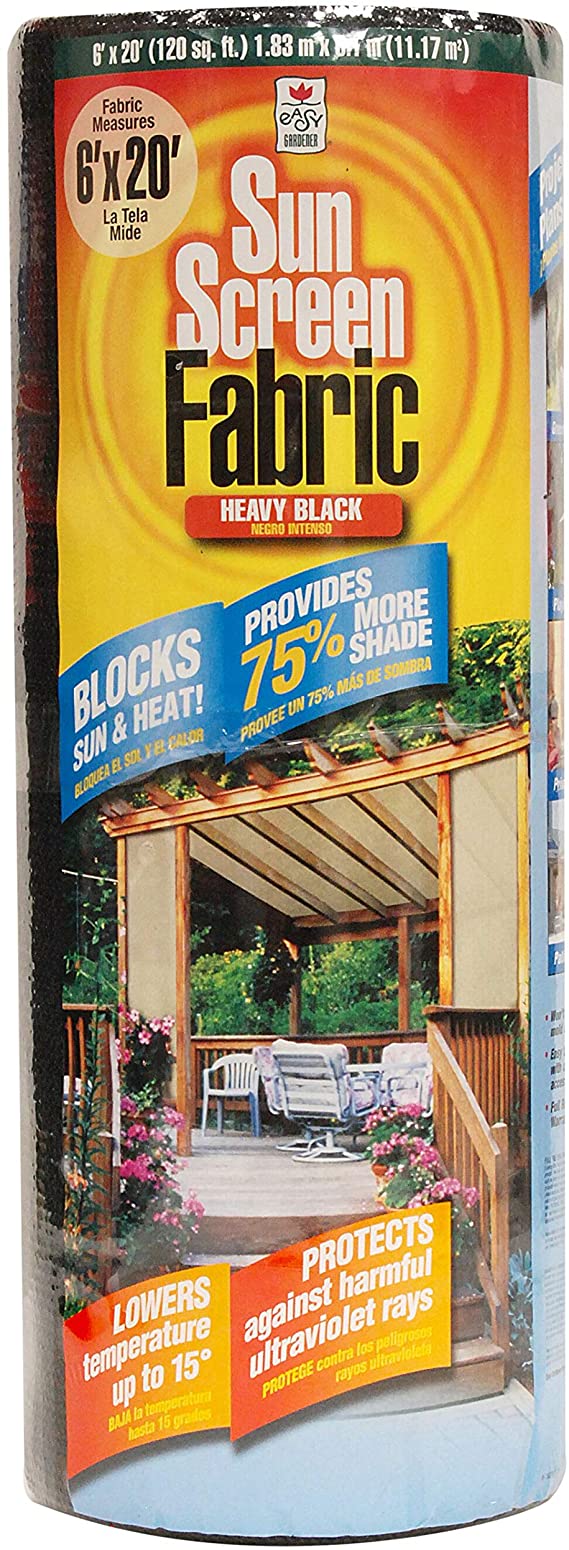 Easy Gardener Sun Screen Fabric (Reduces Temperature Up to 15 Degrees, Provides 75% More Shade) Heavy Duty Black Shade Fabric, 6 Feet x 20 Feet