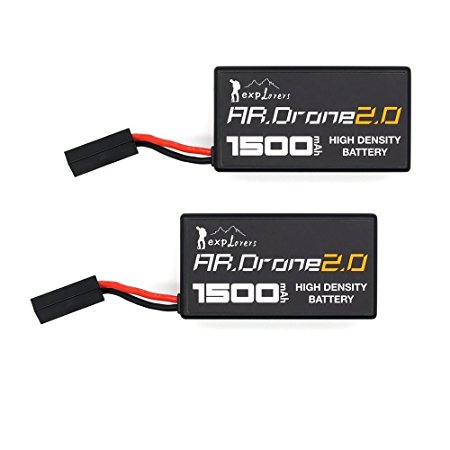 Upow 2 PCS Upgrade Lithium-Polymer Replacement Battery for Parrot AR.Drone 2.0 (1500mAh)