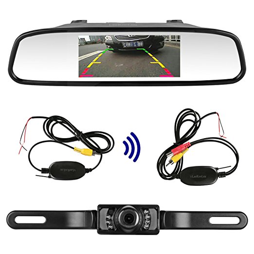 LeeKooLuu RC 9V-24V Wireless Rear View Backup Camera and Monitor Kit Waterproof For all Car / Vehicle / Truck / Van / Caravan / Trailers / Camper with 7 LED Night Vision LKL-0049