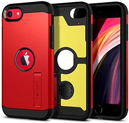 Spigen Tough Armor Works with Apple iPhone SE 2020 Case (2020) - Red