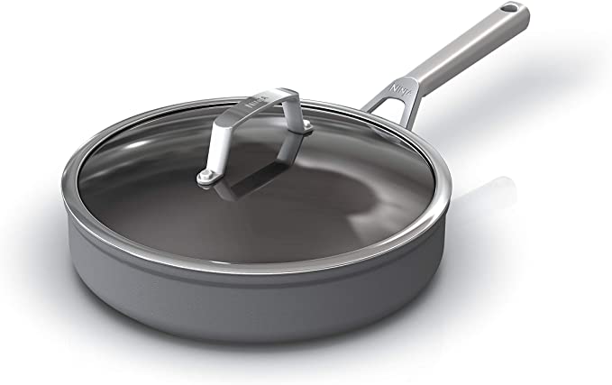 Ninja C30130 Foodi NeverStick Premium Hard-Anodized 3-Quart Sauté Pan with Glass Lid, slate grey