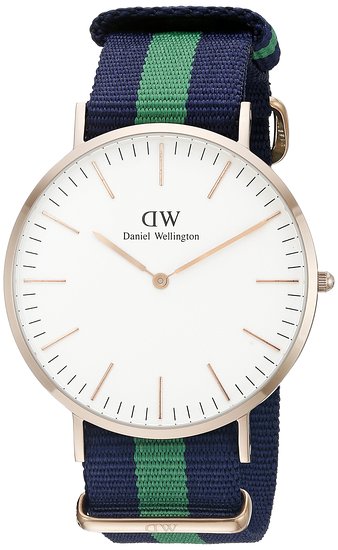 Daniel Wellington Men's 0105DW Classic Warwick Stainless Steel Watch With Striped Nylon Band