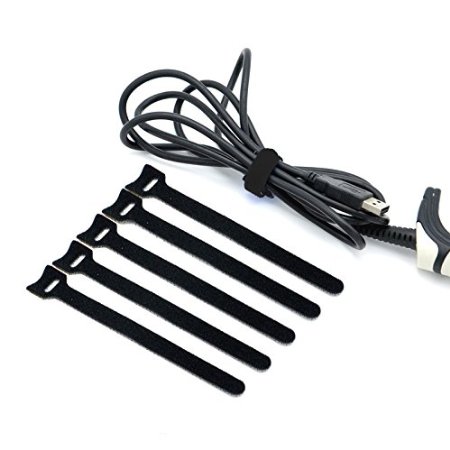 Homga Cable Ties for Organization Management，Hook and Loop Reusable Fastening Black Nylon Cord Cable Wire Straps，Set of 50