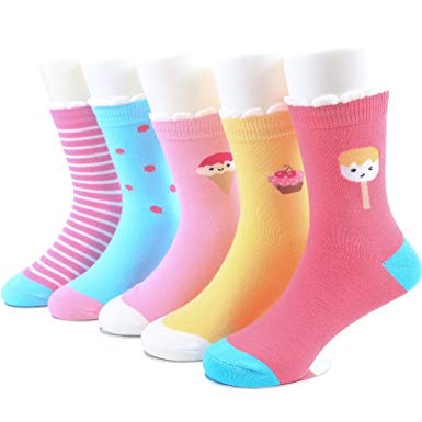 SUNBVE Baby Toddler Little Big Kids Girls Cute Cotton Crew Socks