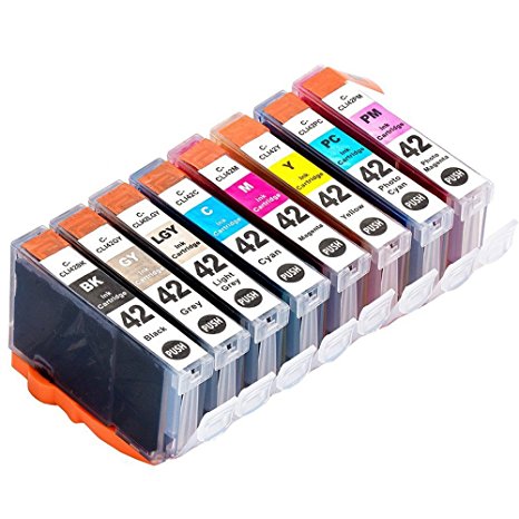 8 Pack Compatible Canon CLI-42 Ink Cartridge Use for Canon Pixma Pro-100 printer--1 Set (8 color:1 Black,1 Cyan,1 Magenta,1 Yellow,1 Grey,1 Light grey,1 photo Cyan,1 photo Mag)