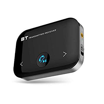 Bluetooth 4.2 Transmitter Receiver, PERBEAT 3.5mm 2-in-1 Wireless Audio Adapter for TV/Home Stereo System, Speaker, Handsfree Calling for Car