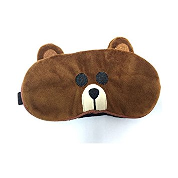 Funny Sleep Mask With Relief Cooling Gel Eye Mask Contoured for kids women men,Comportable Blindfold for Travel,Work Shift,Insomnia Aid (bear brown)