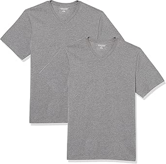 Amazon Essentials Men's Slim-Fit Short-Sleeve V-Neck T-Shirt, Pack of 2