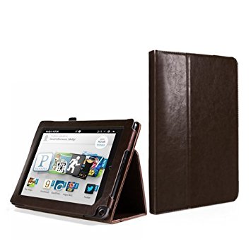 GMYLE(TM) Brown Crazy Horse Pattern PU Leather Slim Folio Magnetic Flip Stand Case Cover with Wake Up Sleep Function for Barnes & Noble Nook HD  Plus 9 " inches Tablet
