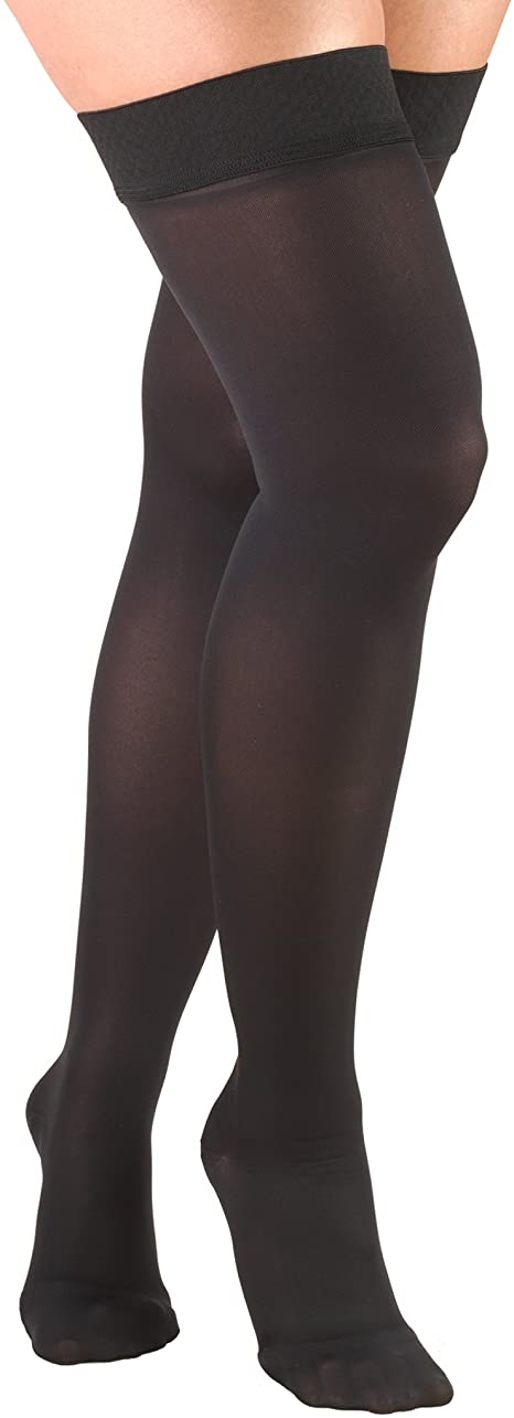 Truform Women's Compression Stockings, 15-20 mmHg, Thigh High Length, Closed Toe, Opaque, Black, Medium