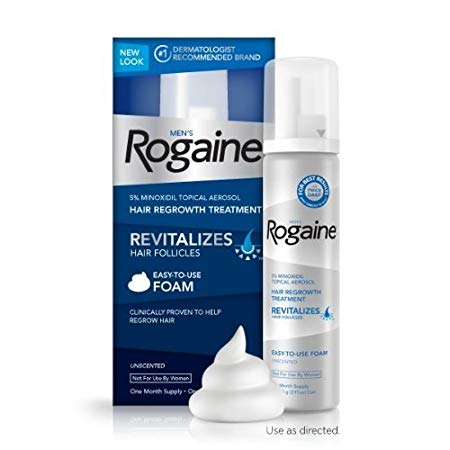 Rogaine for Men Hair Regrowth Treatment, 5% Minoxidil Topical Aerosol, Easy-to-use Foam, 2.11 Oz Unscented 1 Month Supply