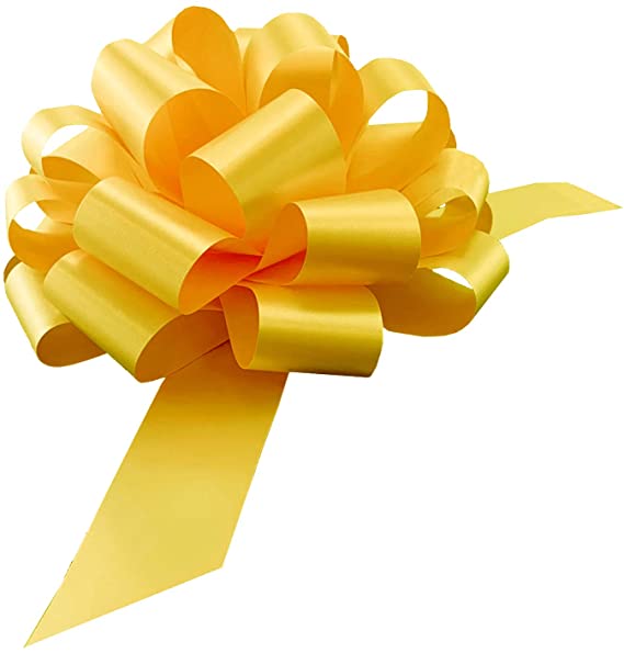 Large Gift Basket Decoration - Set of 6 Yellow Pull Bows, 24 cm Wide, Healthcare Workers Support Ribbon, Gift Wrapping, Hamper Decoration, Birthday, Boxing Day, Fundraiser