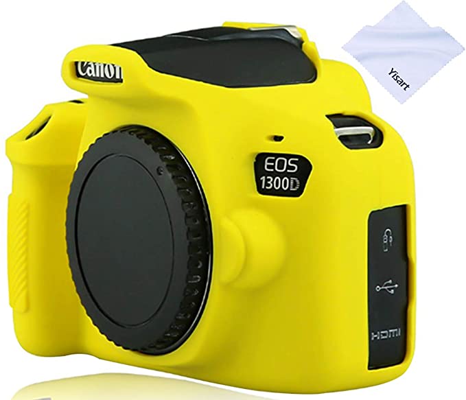 Yisau Canon EOS Rebel T6 T7 Camera Housing Case, Silicion Rubber Camera Case Cover Detachable Protective for Canon EOS 1300D Rebel T6/ EOS 1500D Rebel T7 KISS X90 Camera (Yellow)