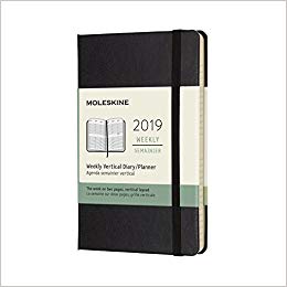 Moleskine Planner Diary 2019 12M Weekly Vertical Pocket Black Hard Cover