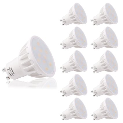 LOHAS® GU10 6Watt LED Beautiful 6000K Day White Colour 50Watt Replacement For Halogen Bulb With New Chip Technology With 1 Year Warranty,Pack of 10 Units,Non Dimmable