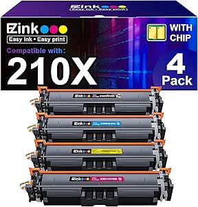 E-Z Ink 210X Toner Cartridges with Chip: Compatible Replacement for HP 210X 210A to Use with Color Laser Pro 4201dn 4201dne 4201dw 4201dwe MFP 4301dw 4301dwe 4301fdn 4301fdne 4301fdw 4301fdwe(4 Pack)