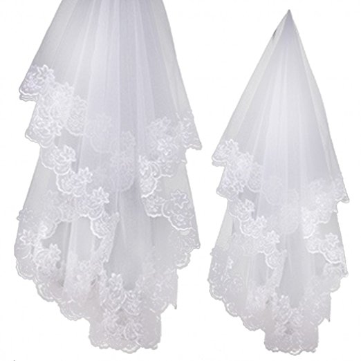 1.5m Wedding Veil Short Bridal Veil Lace Appliques Wedding Veil One Size