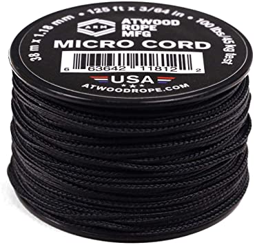 Atwood Rope MFG Micro Utility Cord 1.18mm X 125ft Reusable Spool | Tactical Nylon/Polyester Fishing Gear, Jewelry Making, Camping Accessories