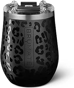 BrüMate Uncork'd XL MÜV - 100% Leak-Proof 14oz Insulated Wine Tumbler with Lid - Vacuum Insulated Stainless Steel Wine Glass - Perfect For Travel & Outdoors (Onyx Leopard)