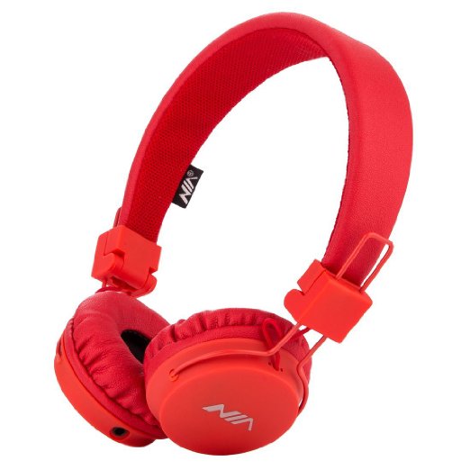 SODEE Folding Stereo Wired Headphones For Kids,Girls Headphones,Boys Headphone,In-line Microphone Remote Control Over ear Headphone with Soft Earpads for Cellphones PC Gaming Devices (Red)